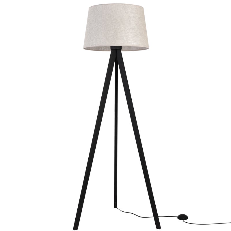 Lampa podłogowa stojąca Len trójnóg czarny 1xE27 stożek beżowy jasny L01 Light Home LH