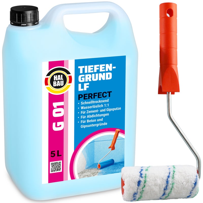 Zestaw Wałek malarski 10 cm + Preparat gruntujący HALBAU TIEFENGRUND PERFECT G01 5 L