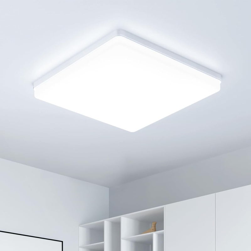 Panel oświetleniowy sufitowy UFO LED: 30 cm, 48 W, kwadratowe, nowoczesne lampy sufitowe, 6500 K, 4800 lm, IP44, wodoodporna oprawa sufitowa do sypial