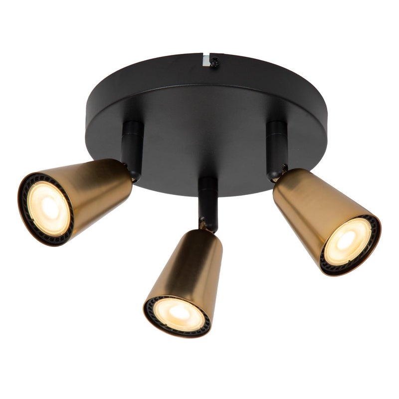 Reflektor okrągły stożkowe klosze TIANA złoto-czarny 3xGU10x25W metal wym:14x28,3x24,5cm IP20 Lucide