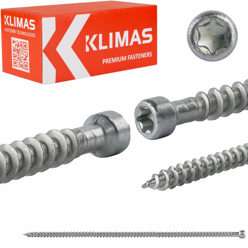 Wkręty ciesielskie 8x260 mm 50 szt. torx pełny gwint walcowe Klimas WKFC