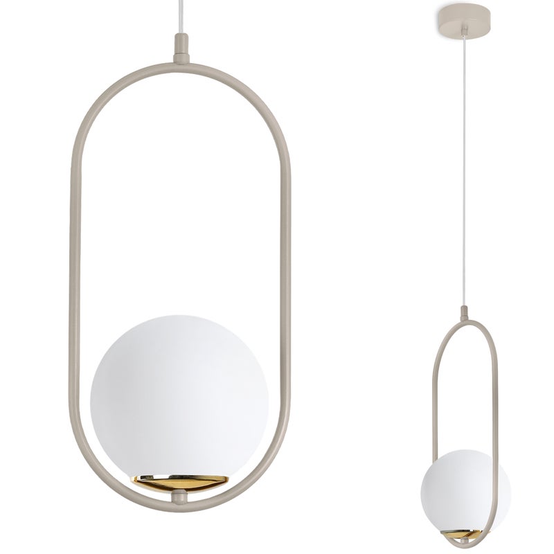 Lampa sufitowa wisząca Luna 1xE14 klosz biały kula kaszmir/złoty Light Home LH