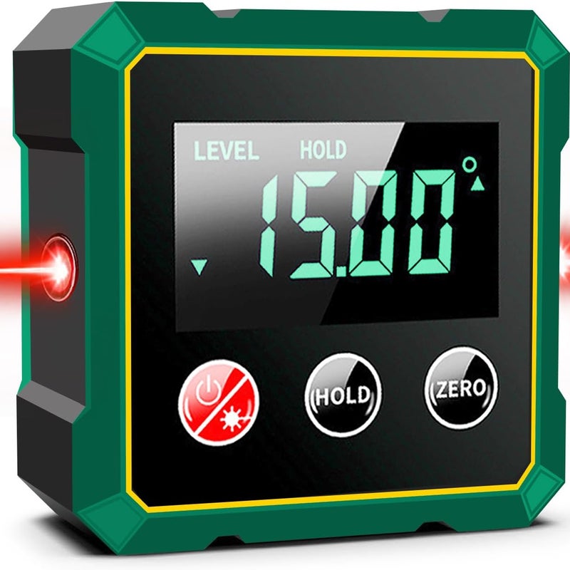 Cyfrowy inklinometr magnetyczny z elektronicznym laserem, ładowaną przez USB cyfrową poziomicą, mocną podstawą magnetyczną i podświetlanym ekranem LCD