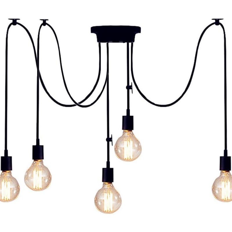 Lampa wisząca w stylu industrialnym w kształcie pająka - Lampa wisząca w stylu retro do jadalni/salonu - Źródło światła nie jest dołączone (5 lamp)