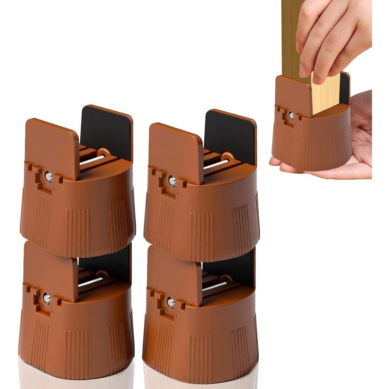 Cztery podkładki pod łóżko pasujące do nóg meblowych o szerokości od 1 do 50 mm i wysokości 5,2 cm, przedłużenia sofy i stołu (brązowe).