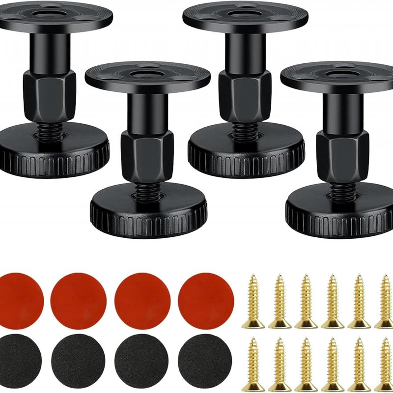 4 antypoślizgowe nogi ze stali węglowej – czarne, 24–64 mm, klej + śruby, do sof i łóżek