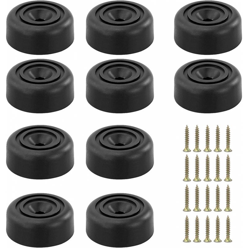 Zestaw 10 plastikowych nóżek Ø33×13 mm – z 8 śrubami, do kanap, krzeseł i mebli czarne