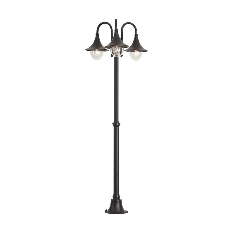 Qazqa artdeco latarnia zewnętrzna do ogród - Daphne - czarny, max. 15w, e27, 200cm, IP44, okrągły, z 3 punktami świetlnymi