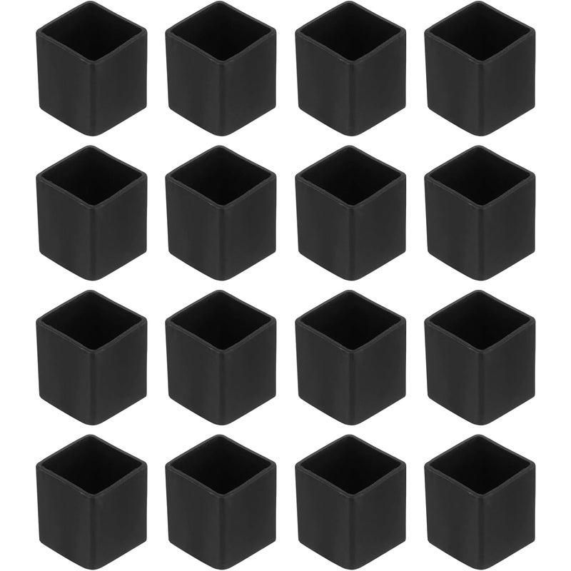 26 szt. kwadratowych nakładek na nogi krzeseł z PVC, 20 mm x 20 mm średnicy zewnętrznej, czarne, do mebli, do stołów, na nogi podłogowe