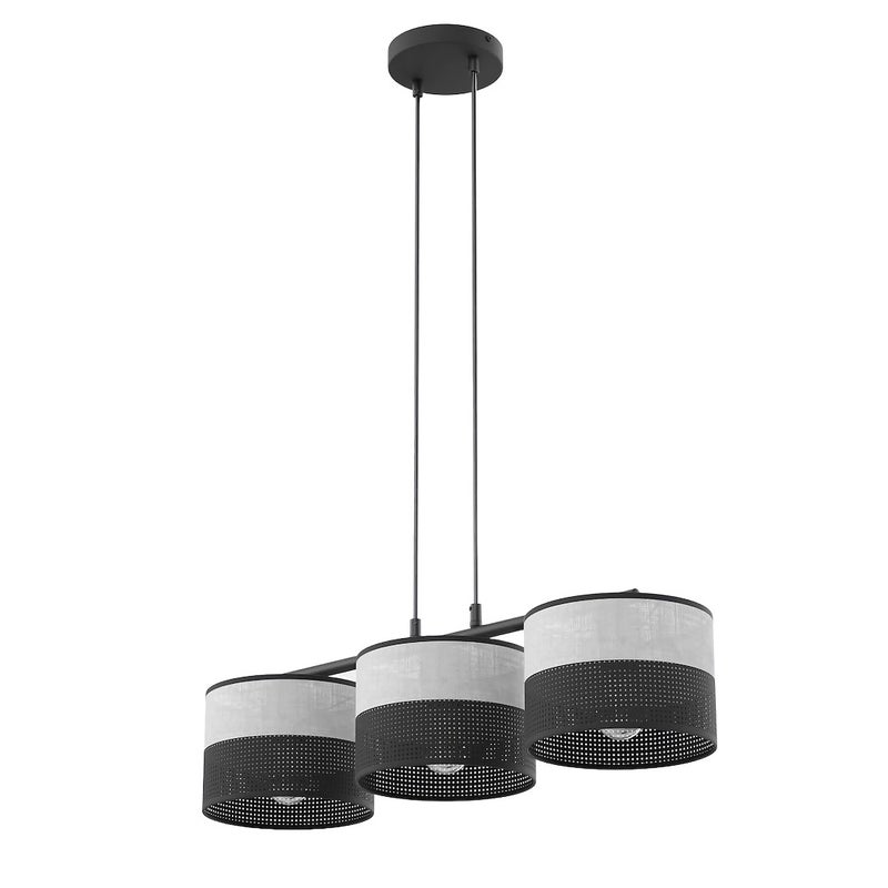 Lampa wisząca perforowane klosze KARBON czarno-szary 3xE27x15W metal wym:140x70x20cm IP20 Emibig