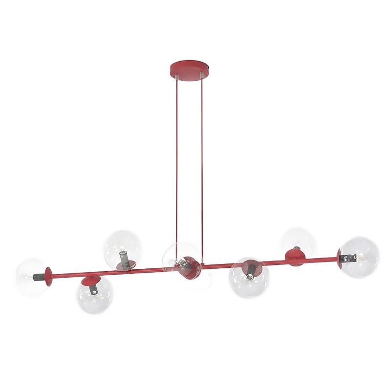 Lampa wisząca szklane kule na sticku MAGNUS burgundowo-transparentny 8xE14x10W szkło wym:100x130x30cm IP20 Emibig