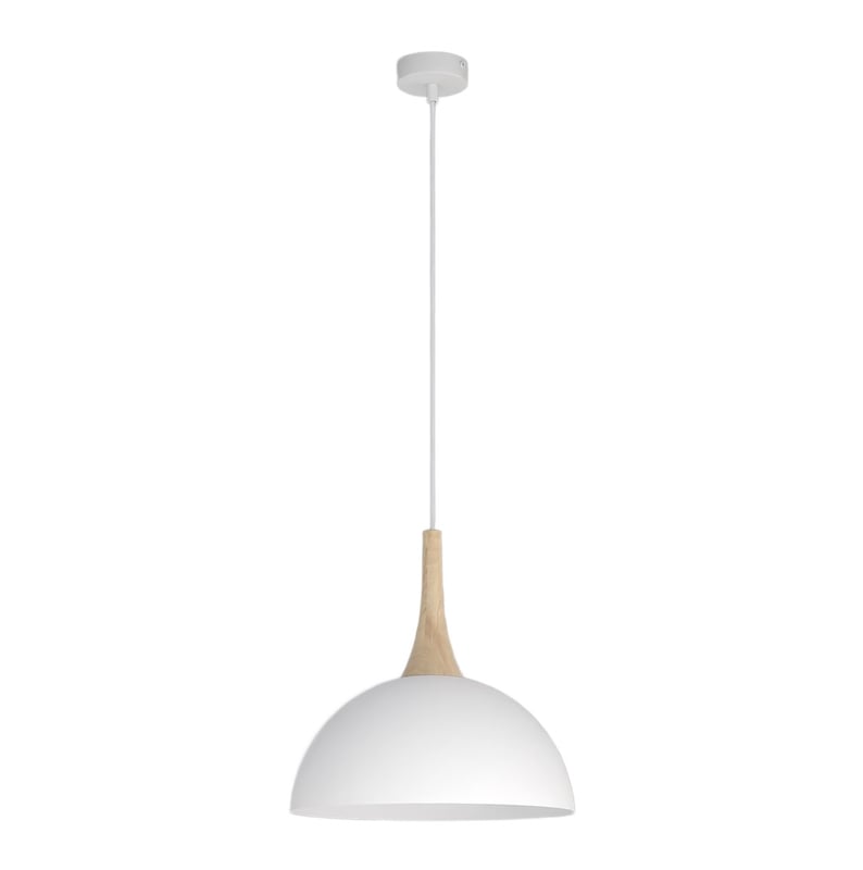 Lampa wisząca mała kopuła z drewnianym detalem NAUTICA biały 1xGX53x12W metal wym:140x30x30cm IP20 Emibig