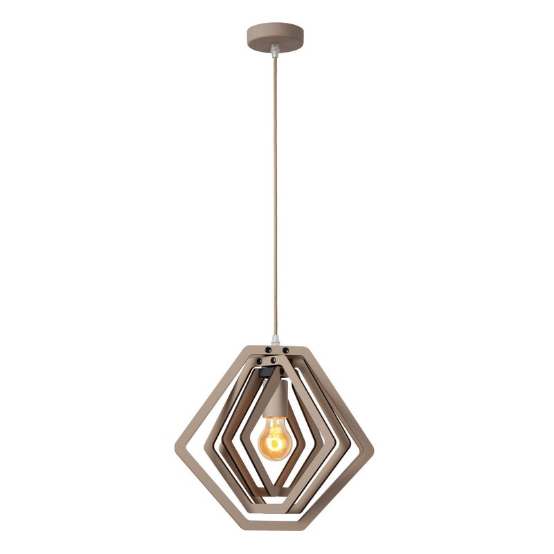 Lampa wisząca MAURO taupe 1xE27x40W drewno wym:100x33,5x33,5cm IP20 Lucide