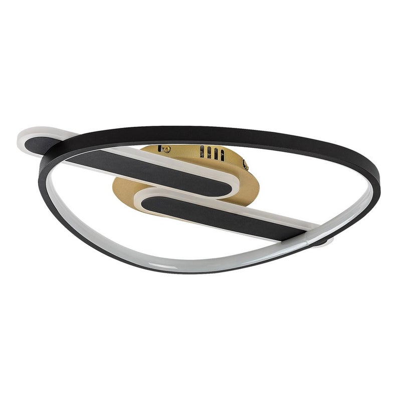 Plafon LED 60W 3000lm CCT Ściemnialny Pierścienie Owalne Czarny Złoty Metal IP20 Ø590mm