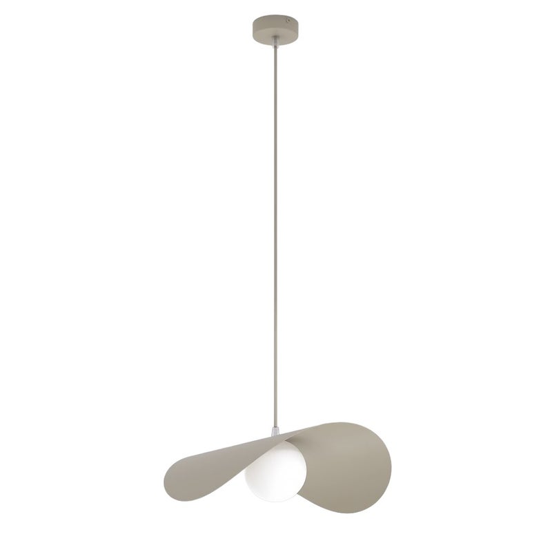 Lampa wisząca duży falisty klosz z kulą RITUAL beżowo-biały 1xG9x8W metal wym:140x40x40cm IP20 Emibig