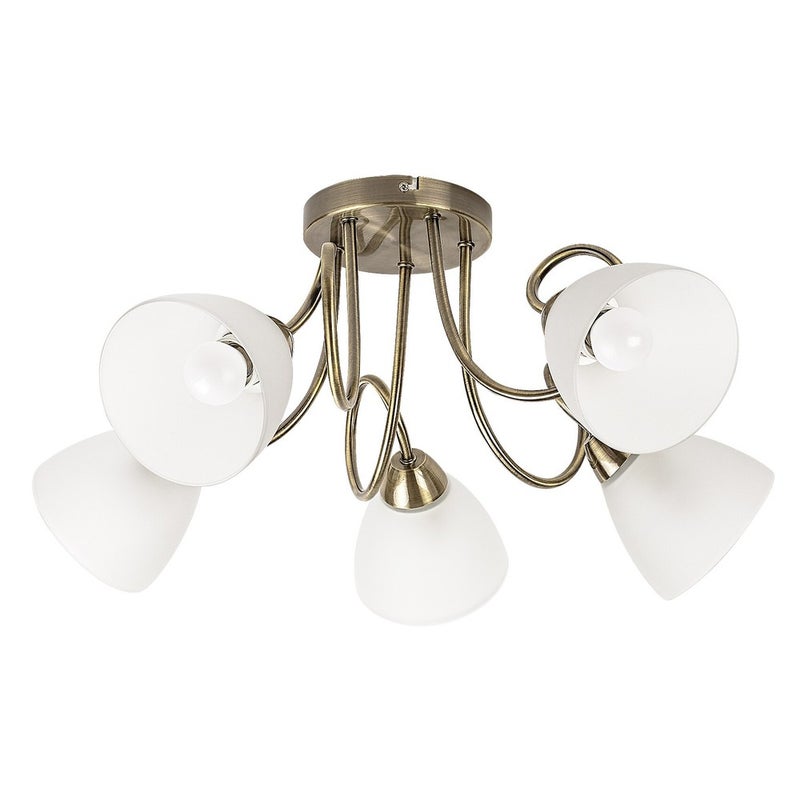 Lampa sufitowa białe klosze Palomina brązowo-biały 5xE27x60W metal wym:29x62x62cm IP20 Rabalux
