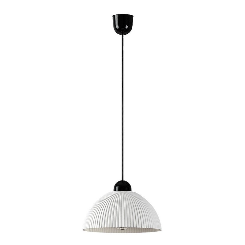 Lampa wisząca E27 Kopuła Ryflowana Biały Czarny Skandynawski IP20 Ø250mm