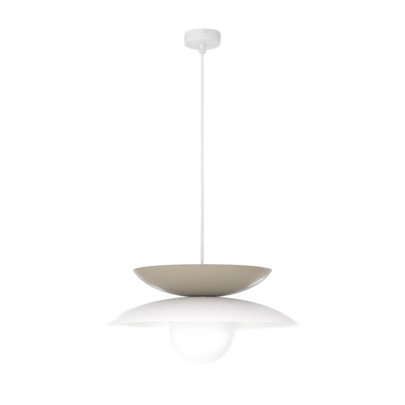 Lampa wisząca warstwowe dyski z kulą NAGOYA biało-beżowy 1xG9x8W metal wym:140x41x41cm IP20 Emibig