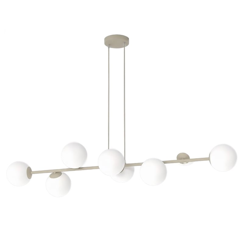 Lampa wisząca szklane kule na sticku MAGNUS beżowo-biały 8xE14x10W szkło wym:100x130x30cm IP20 Emibig