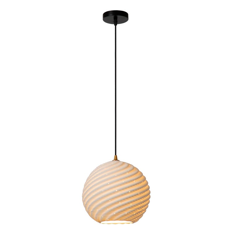 Lampa wisząca BINA biało-czarny 1xE27x40W porcelana wym:155x25x25cm IP20 Lucide