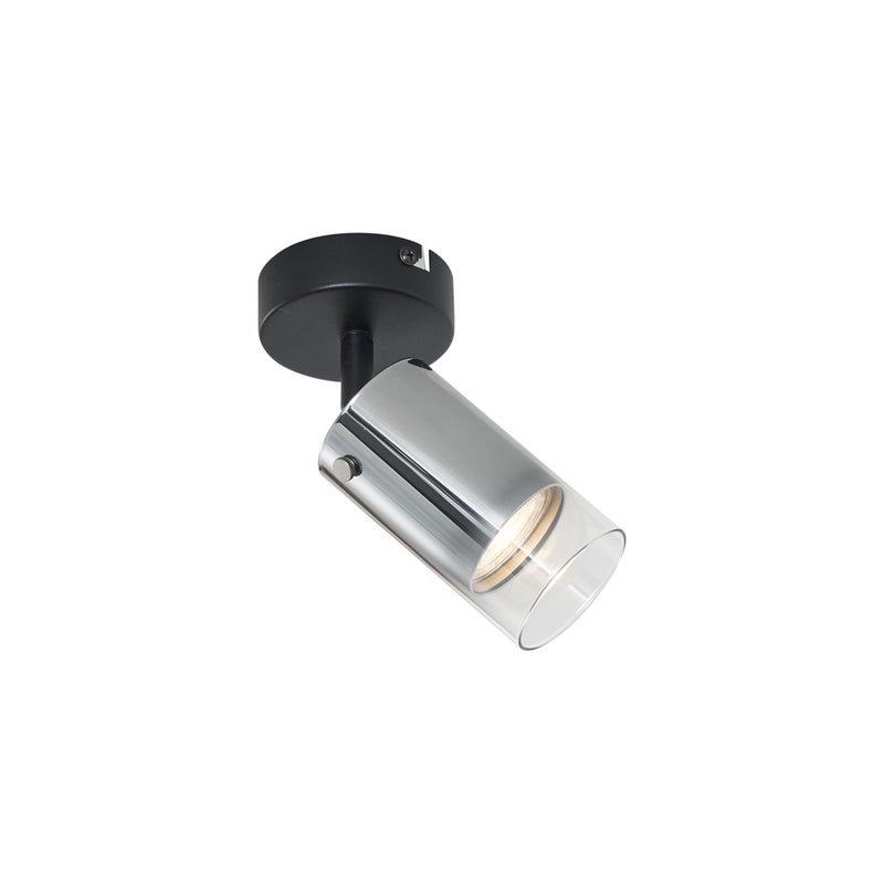 Qazqa regulowany reflektor sufitowy 1-punktowy - Drain - gunmetal, gu10, max. 10w, kompatybilny z żarówką LED, 8cm, okrągły