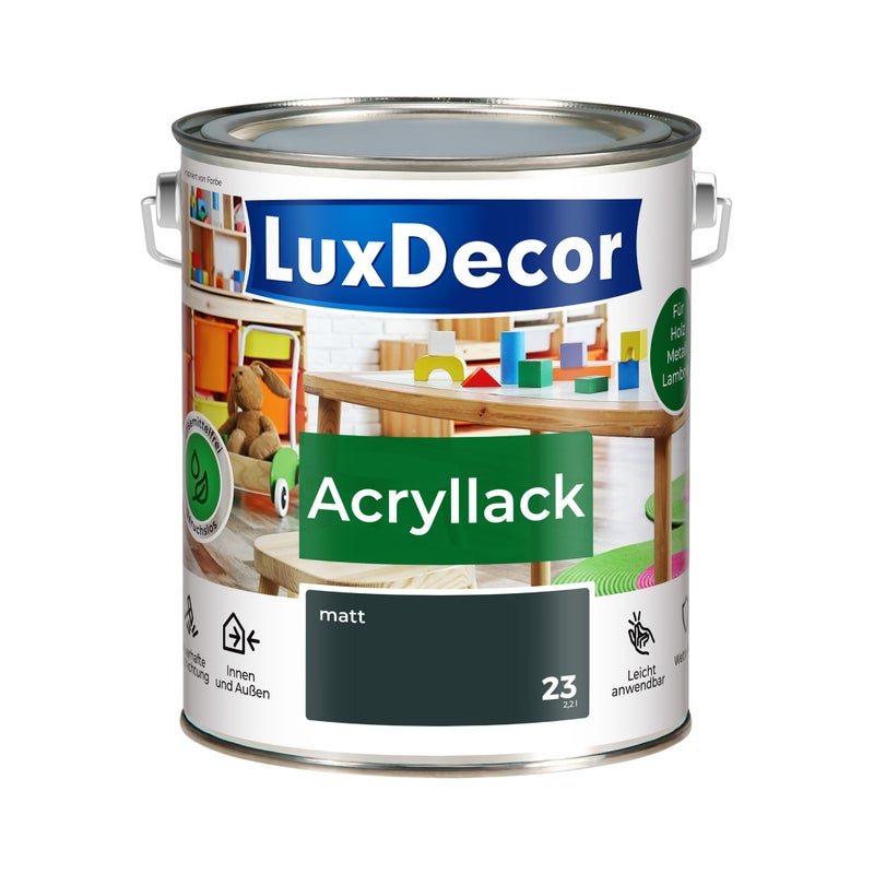 LUXDECOR Emalia akrylowa Lakier do metalu i drewna Mat (23) Berggipfel 2,2 L