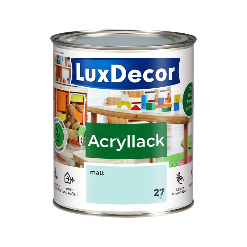 LUXDECOR Emalia akrylowa Lakier do metalu i drewna Mat (27) Pistazieneis 0,75 L