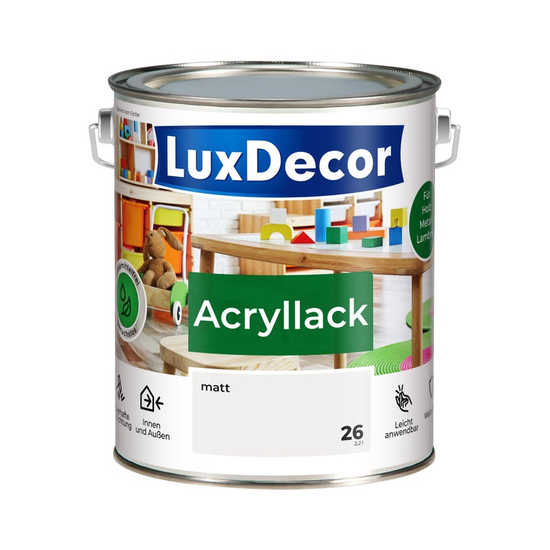 LUXDECOR Emalia akrylowa Lakier do metalu i drewna Mat (26) Mandel-Mousse 2,2 L