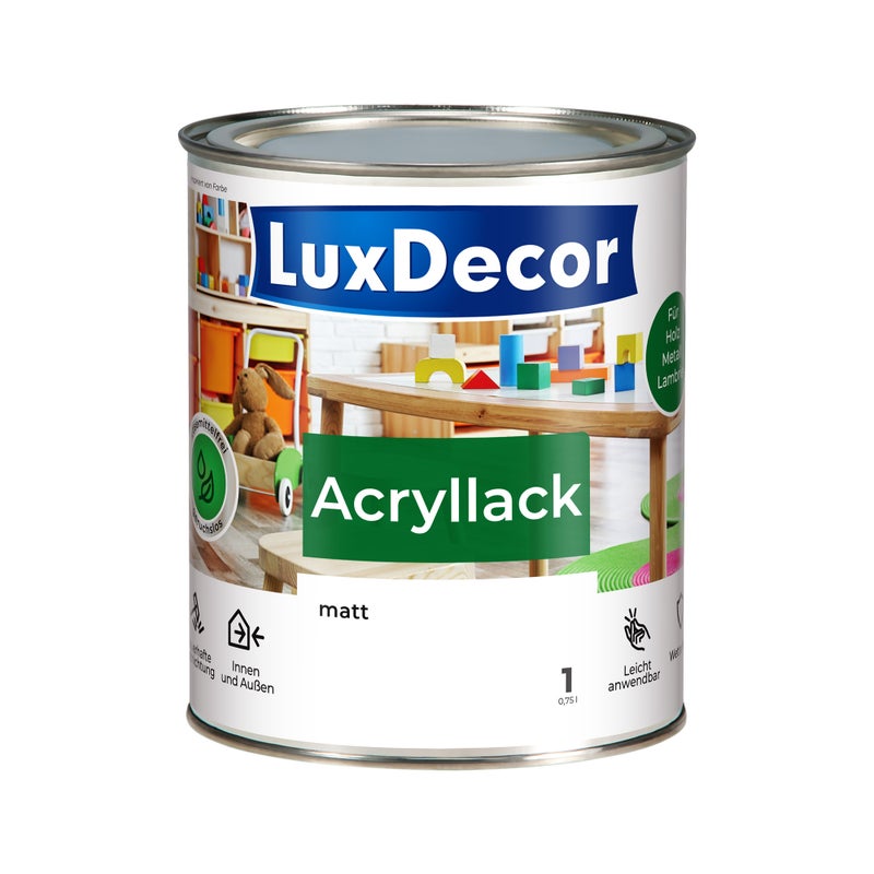 LUXDECOR Emalia akrylowa Lakier do metalu i drewna Mat (01) Schneeweiß 0,75 L