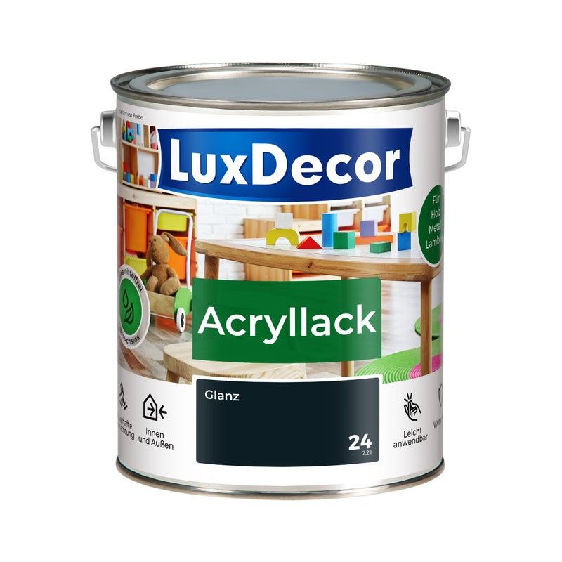 LUXDECOR Emalia akrylowa Lakier do metalu i drewna Połysk (24) Gehärteter Stahl 2,2 L