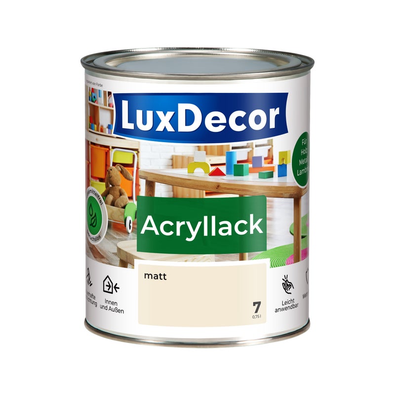 LUXDECOR Emalia akrylowa Lakier do metalu i drewna Mat (07) Vanillecreme 0,75 L