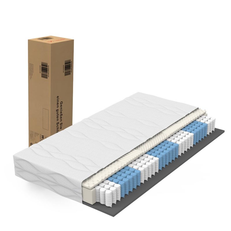 Materac kieszeniowy 120x200 cm, twardość H3, certyfikat Öko-Tex, 7 stref ergonomicznych, wysokość 20 cm, wyprodukowano w Chinach
