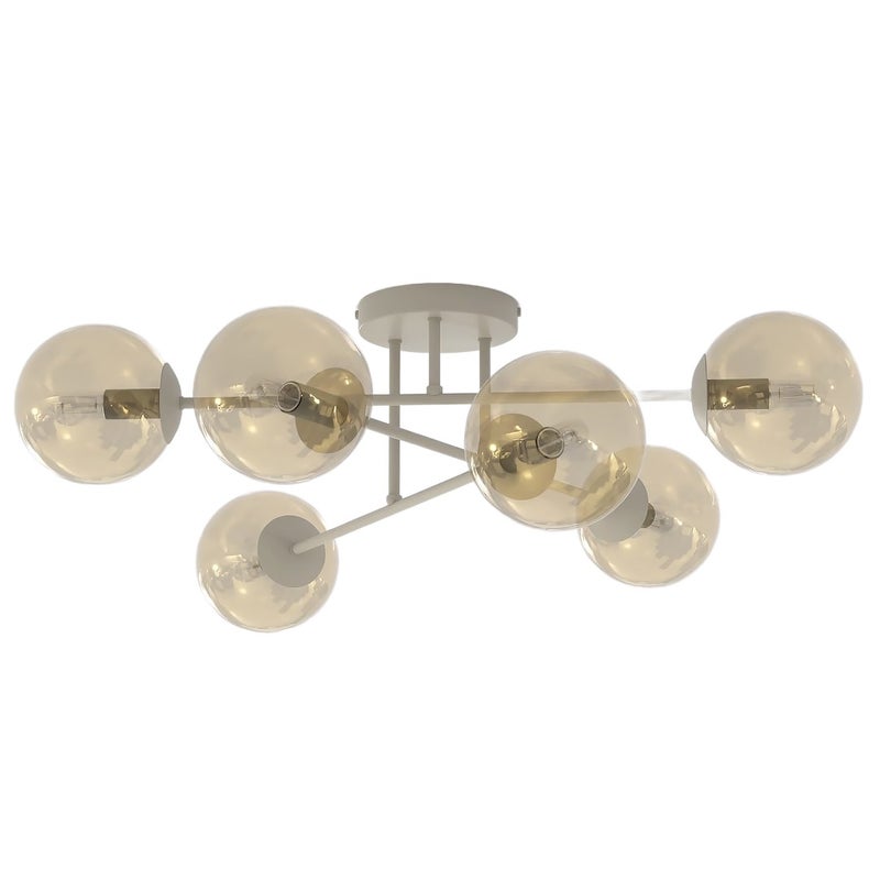 Lampa sufitowa szklane kule na stickach ROMA beżowo-miodowy 6xE14x10W szkło wym:26x75x75cm IP20 Emibig