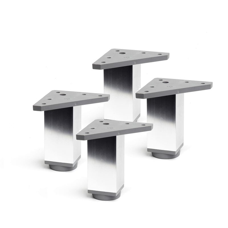 Noga meblowa kwadratowa Wykonana z aluminium Wykończenie w błyszczącym chromie Wymiary: 40 x 40 x 100 mm Wysokość: 10 cm Łatwy montaż