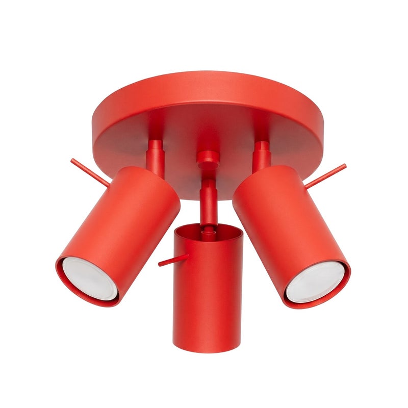 Lampa sufitowa nowoczesna czerwona okrągła reflektorki 3xGU10 10W RING Sollux Lighting