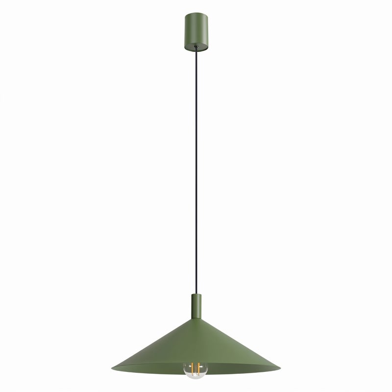 Lampa wisząca klasyczna zielona oliwkowa stożkowy klosz fi40cm 1xE27 15W NOX Sollux Lighting