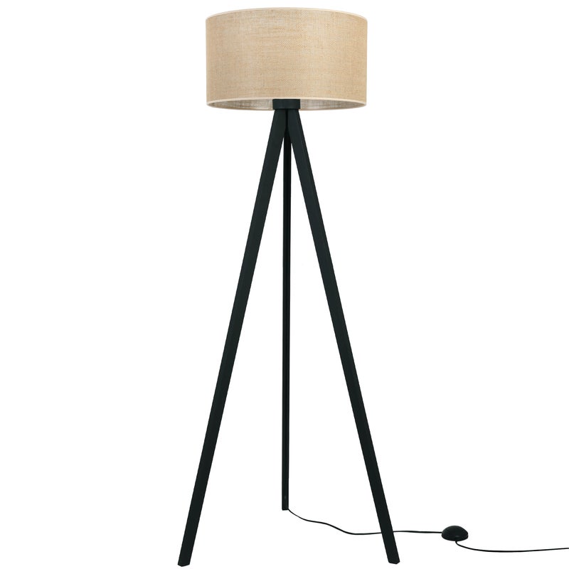Lampa podłogowa stojąca Juta trójnóg czarny 1xE27 walec beżowy Light Home LH