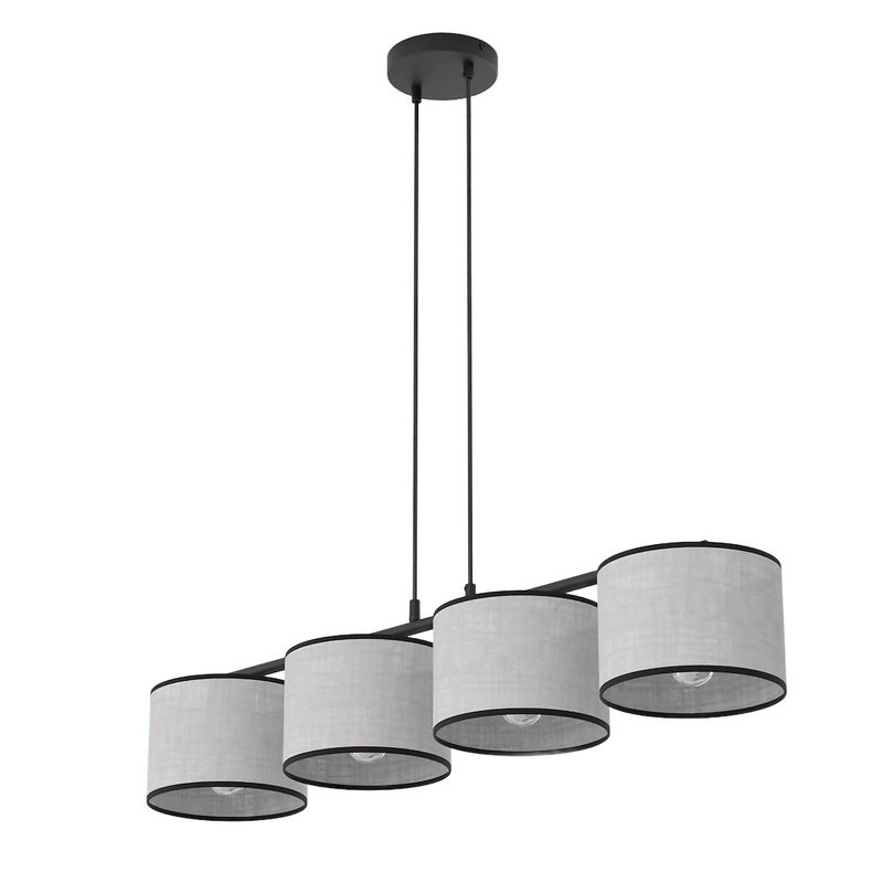 Lampa wisząca cylindryczne abażury ECO szaro-czarny 4xE27x15W metal wym:140x96x20cm IP20 Emibig