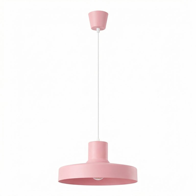 Lampa wisząca retro różowa okrągły metalowy klosz 1xE27 15W BILO Sollux Lighting