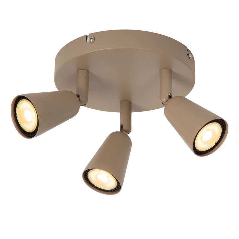 Reflektor okrągły stożkowe klosze TIANA beżowy 3xGU10x25W metal wym:14x28,3x24,5cm IP20 Lucide