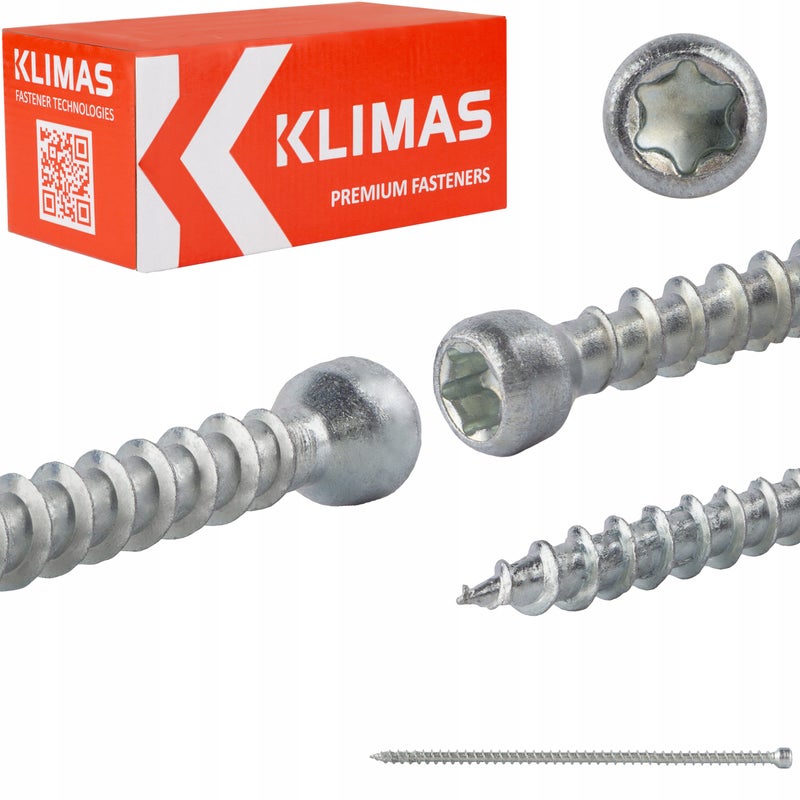 Wkręty ciesielskie 6x160 mm 100 szt. torx pełny gwint walcowe Klimas WKFC