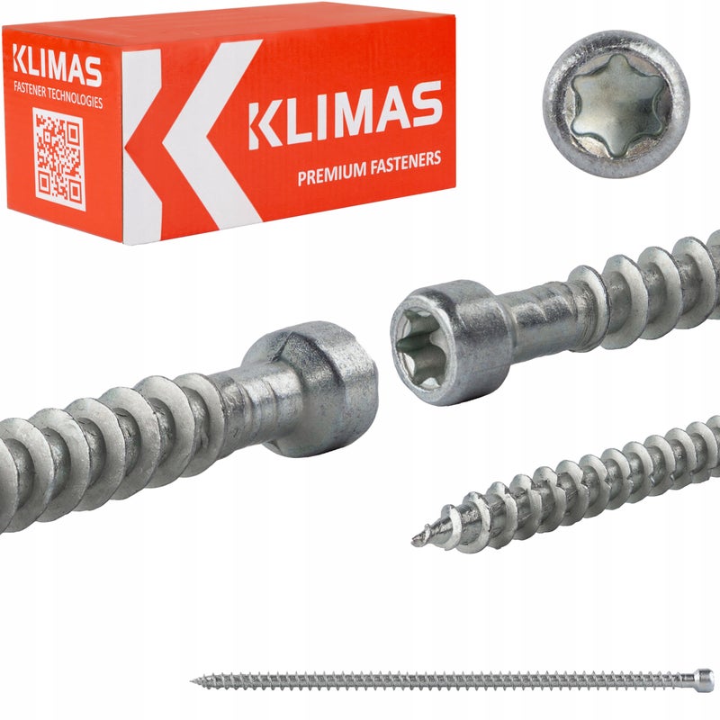 Wkręty ciesielskie 8x220 mm 50 szt. torx pełny gwint walcowe Klimas WKFC