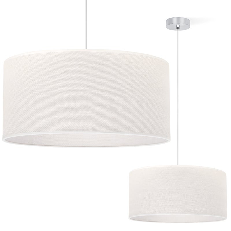 Lampa sufitowa wisząca Juta chrom 1xE27 abażur biały walec 40cm Light Home LH