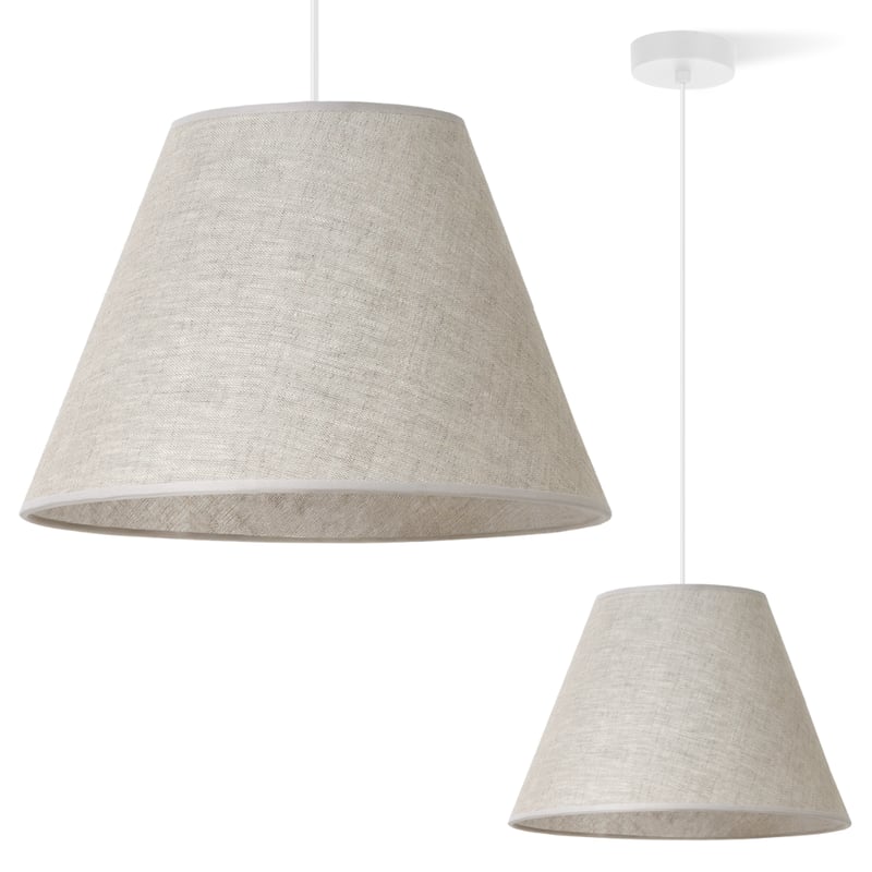 Lampa sufitowa wisząca Len biała 1xE27 abażur beżowy stożek 30cm Light Home LH