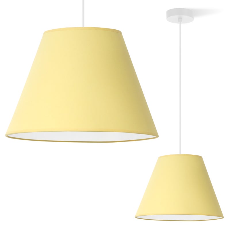Lampa sufitowa wisząca Pastel biały 1xE27 abażur żółty stożek 30cm Light Home LH