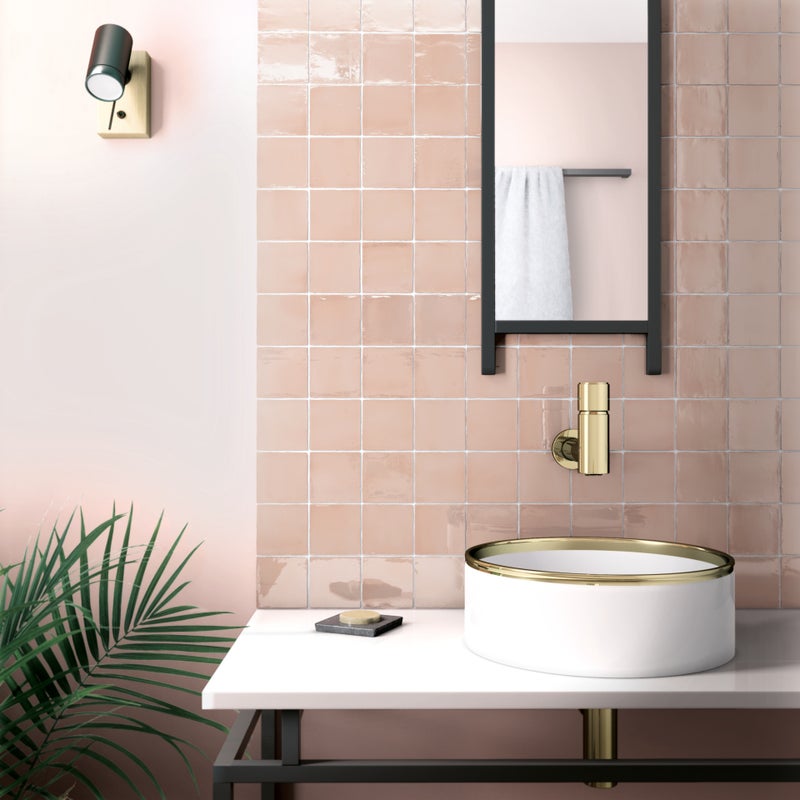 Glazura Premium z efektem zellige, połysk 10x10 cm Manacor Blush Pink