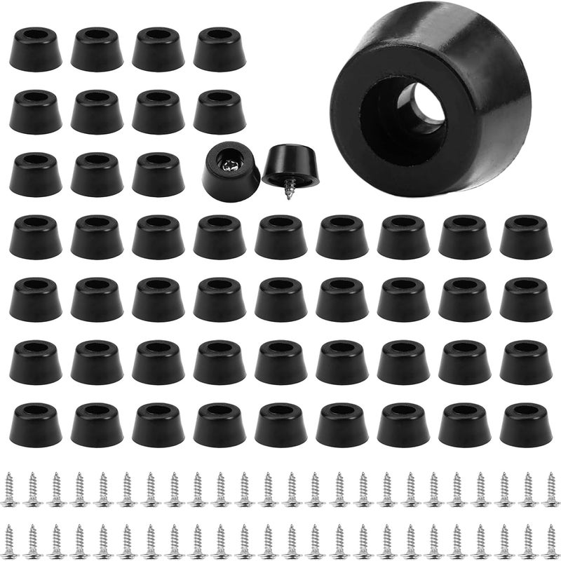 50 gumowych nóżek do krzeseł – Ø15×8 mm, czarne, do wkręcania, uniwersalne do mebli drewnianych