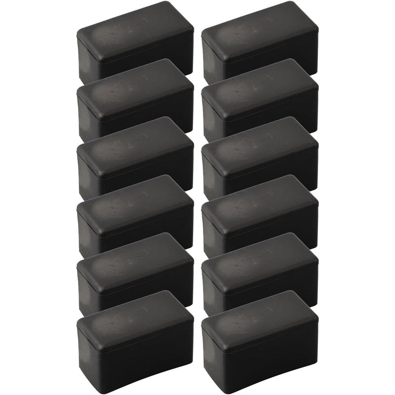 Zestaw 12 prostokątnych gumowych nóżek do mebli tapicerowanych - Kwadratowe ochraniacze podłogowe - 25 x 50 mm