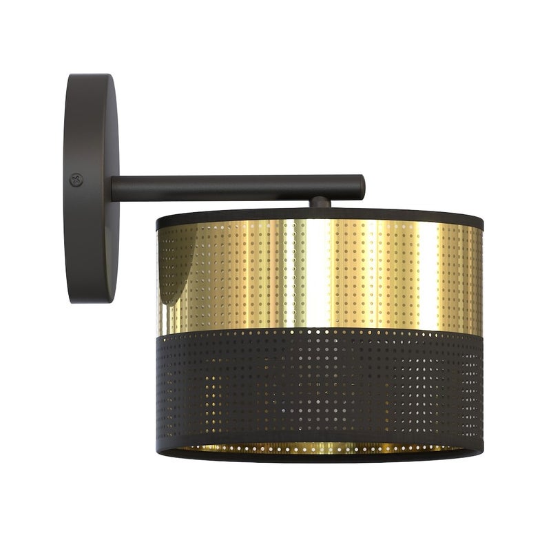 Kinkiet perforowany klosz LUX czarno-złoty 1xE27x15W metal wym:24x20x20cm IP20 Emibig