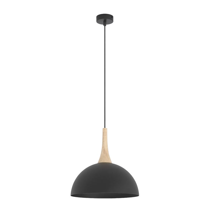 Lampa wisząca mała kopuła z drewnianym detalem NAUTICA czarny 1xGX53x12W metal wym:140x30x30cm IP20 Emibig